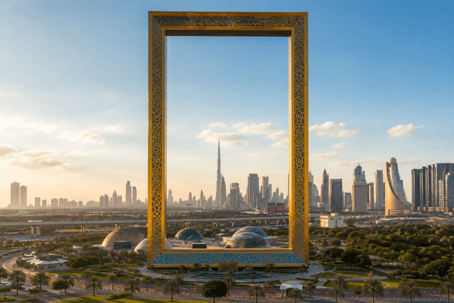 Dubai Frame landmark with city views