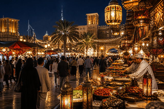 Night market stalls in the UAE