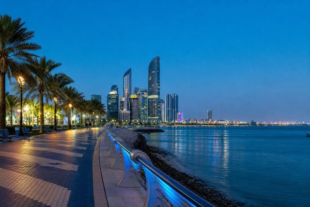Abu Dhabi Corniche at blue hour